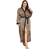 Women's Plus Size Satin Kimono Robes Long Silky Bathrobe Wedding Getting Ready Sleepwear Loungewear