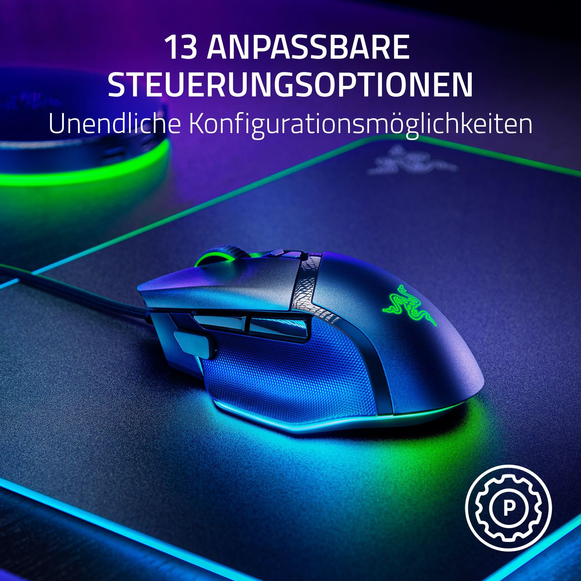 Razer Basilisk V3 35K - Vollständig anpassbare ergonomische kabelgebundene Gaming-Maus - Focus Pro 35K Sensor (HyperScroll Tilt Wheel, 11-Zonen-Beleuchtung, optische Mausschalter Gen-3) Schwarz 4
