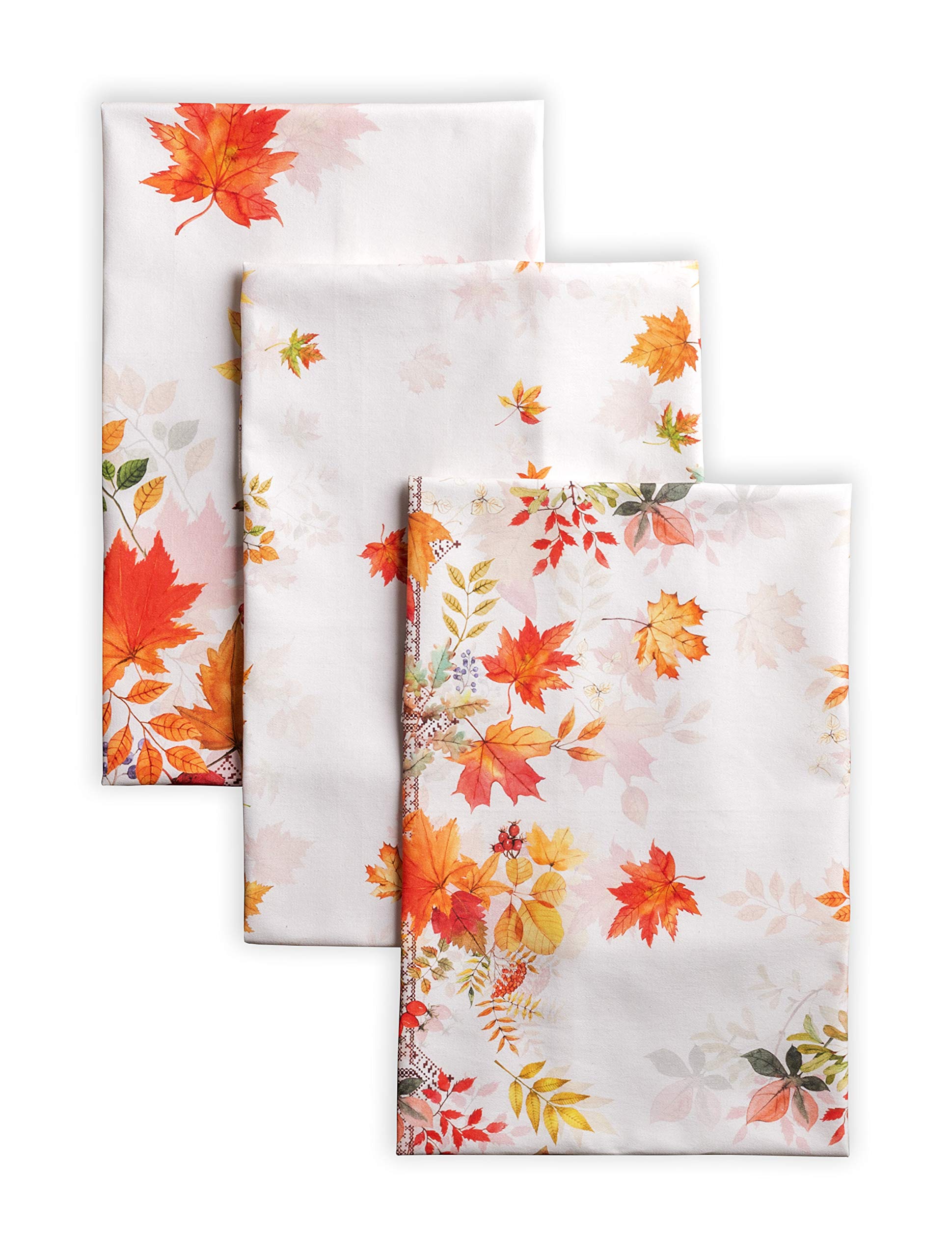 Maison d' Hermine Kitchen Towels Set of 3 100% Cotton 70 CM x 50 CM Reusable Cloth Tea Dish Towels Absorbent with Hanging Loop for Kitchen Dining Christmas Decorations (Amarante)