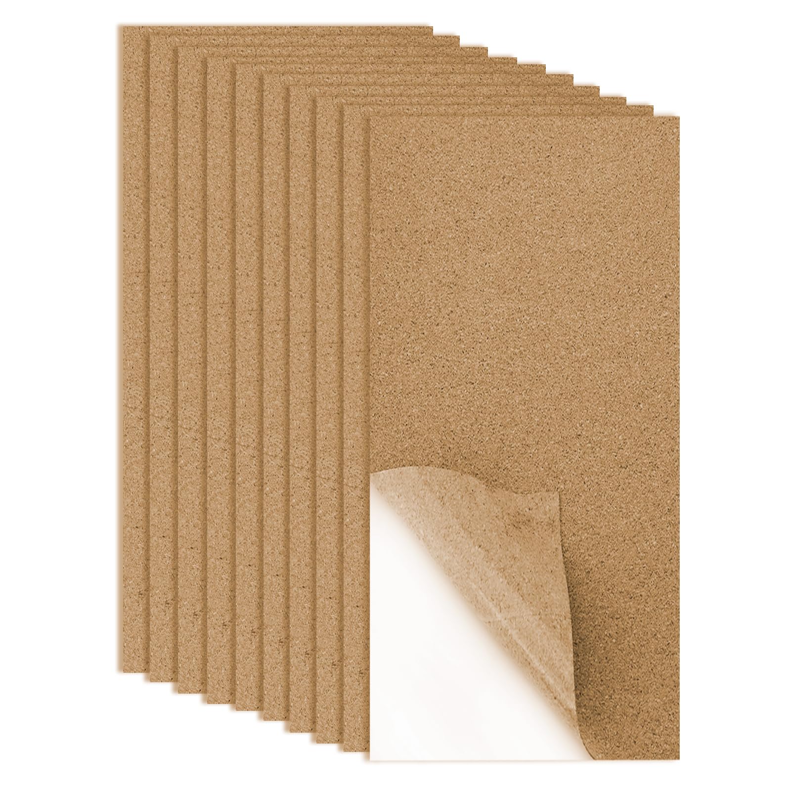 Photo 1 of 10 PCS Self-Adhesive Cork Sheets, 0.04 Inches Thick Small Board Roll Tiles Fabric Corks for Coasters, Wall, Wedding Party, DIY Crafts Decorations (11.8 X 24 in)