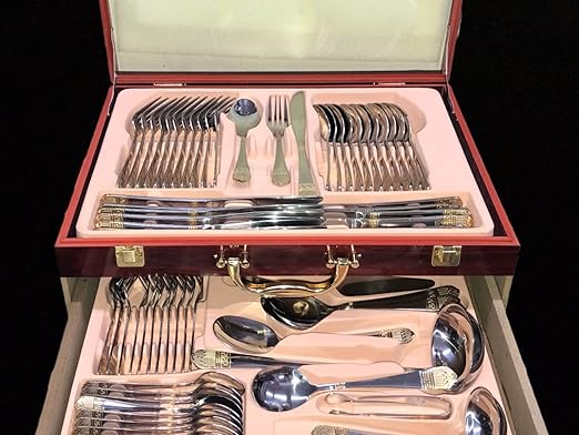 MEDUSA BESTECK im HOLZ KISTE 72 TLG BESTECKSET TAFELBESTECK BESTECKKOFFER 18/10K