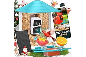 birdsnap® TUC Bird Feeder with Camera 2K HD, Solar Panel 32GB Card 4-in-1 Perch, 160°View Auto Detect & Notify AI Identify Video Bird Camera Wireless Outdoors Ideal Gift for Birds Lover