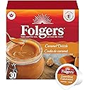 Folgers Caramel Drizzle Flavoured Light Roast Coffee Pods, Single Serve One Cup Pods made with Arabica Beans for Hot or Iced 