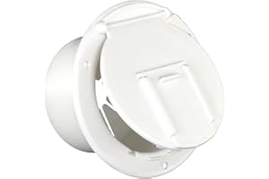 JR Products 370-2-A Polar White Round Electric Cable Hatch with Back
