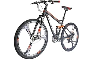 S7 Full Suspension Mountain Bike，21 Speed Bicycle 27.5 inches Mens Bikes MTB Daul Disc Brakes (3 Spoke Wheels)