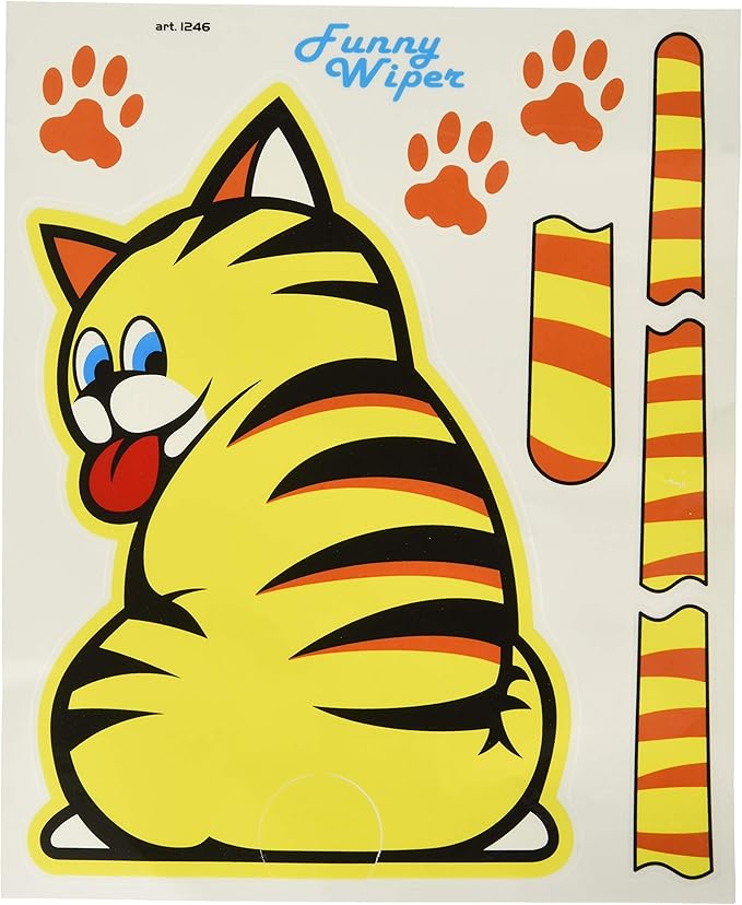 Funny Wiper Pare Brise Arriere Chat Jaune Amazon Fr