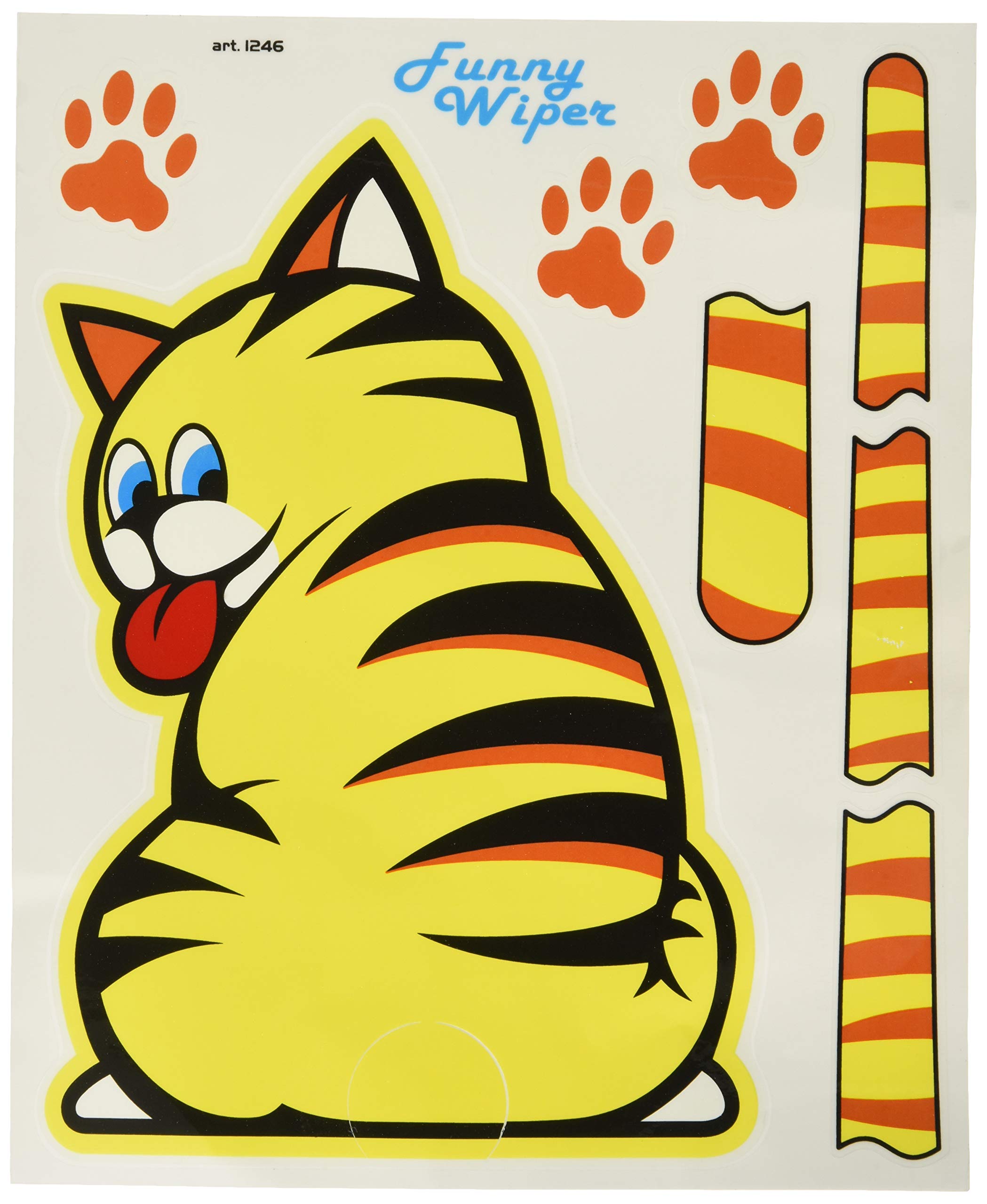 Funny Wipers Rear Window for Car Stickers, Yellow Cat