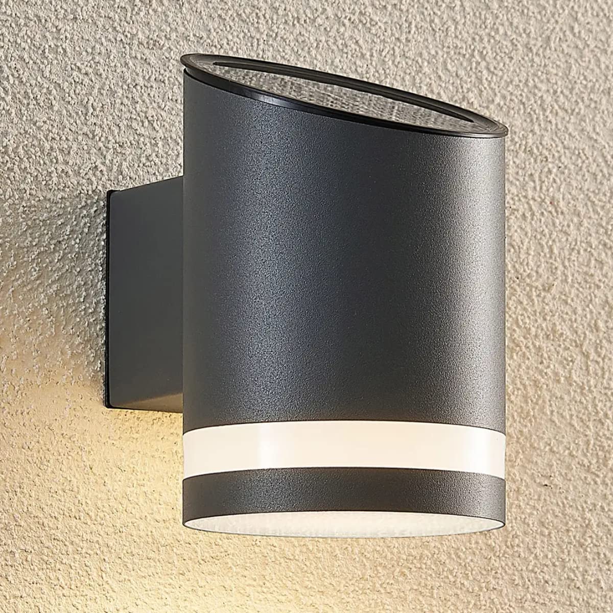 CGC Lighting Black Modern Solar Outdoor Outside Garden Porch Wall Lantern Light