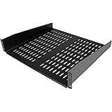 StarTech.com 2U Server Rack Shelf - 16" Deep Vented Cantilever Universal Tray for 19" Network/ AV Equipment Rack and Cabinet - Heavy Duty Cold Rolled Steel - 50lbs (CABSHELFV)