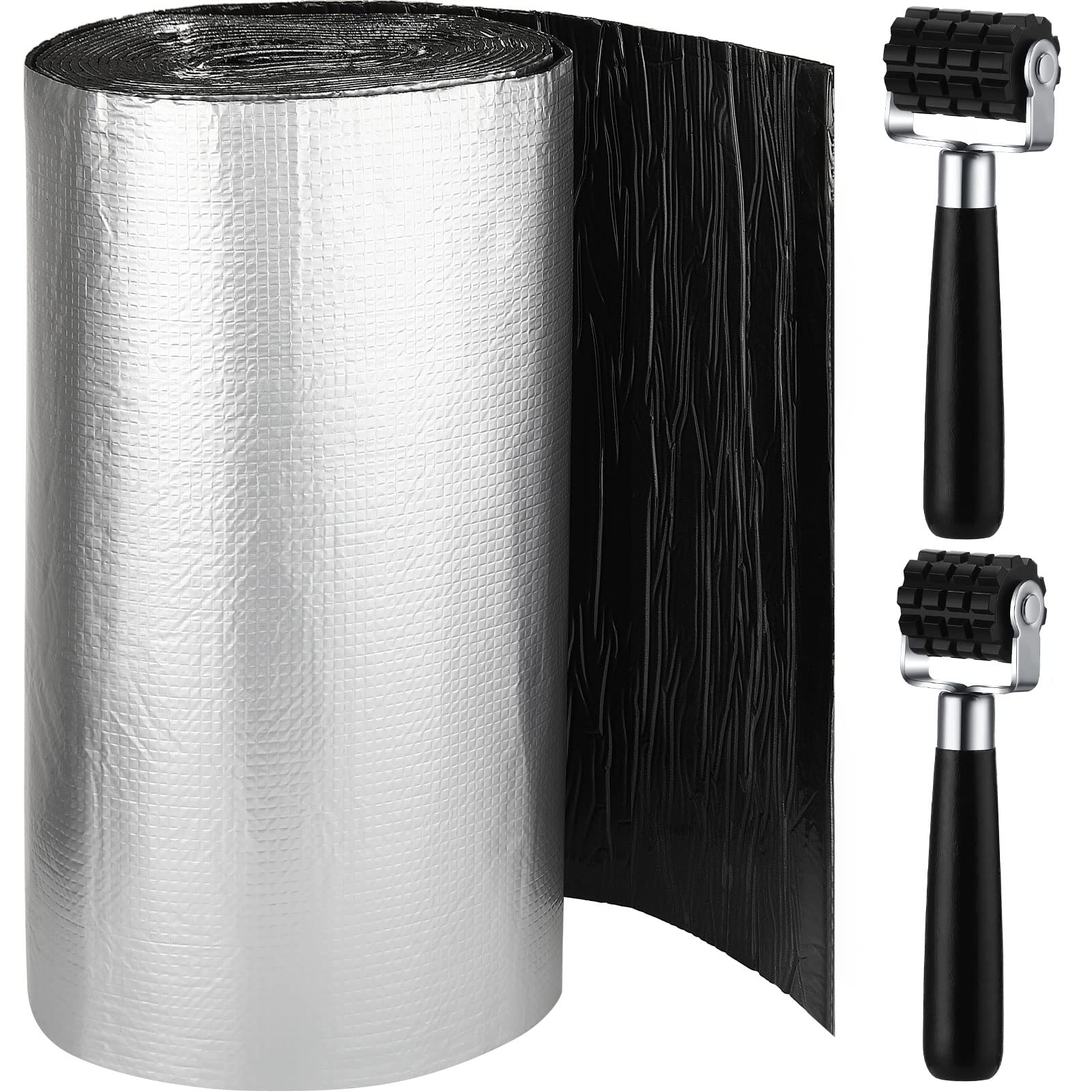 Photo 1 of 200 Mils 50 Sqft Car Sound Deadening Material Automotive Sound Deadener Mat Self Adhesive Car Heat Insulation Pad Vibration Dampening Material with 2 Roller for Hood Engine Roof