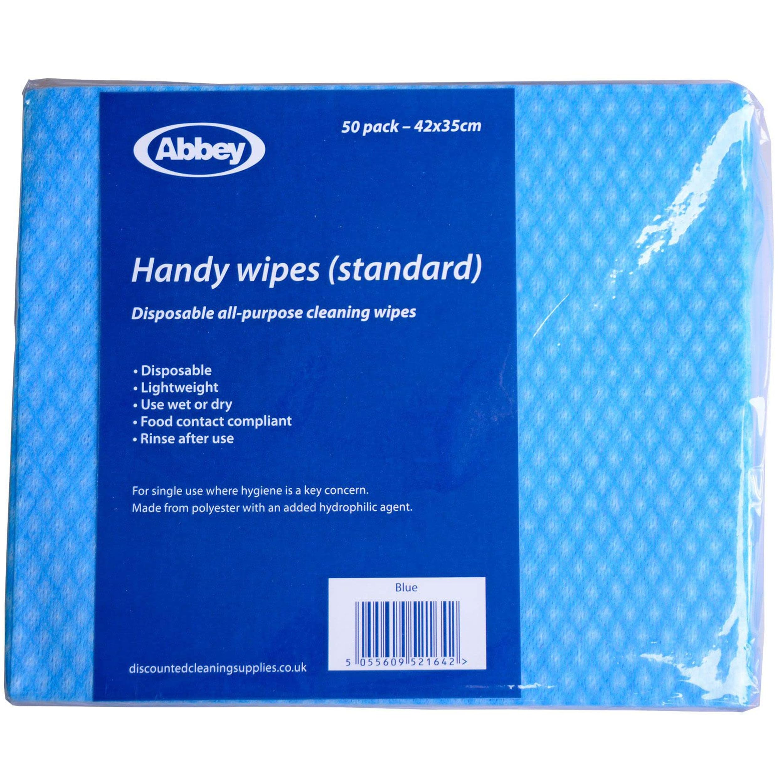 Abbey Pack of 50 Disposable J Cloths Non Woven Wipes – All Purpose Blue Cleaning Cloths – J Cloth to Clean Surfaces, Bathroom, Windows, Dish Cloth –Kitchen Cloth 42 x 35cm (Blue)