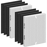 Improvedhand AP-1512HH Replacement Filter for Coway Airmega 200m series AP-1512HH AP-1518R AP-1519P, 2 Pack H13 True High Efficiency Filter & 6 Pack Activated Carbon Pre-Filter, Replace Part # 3304899