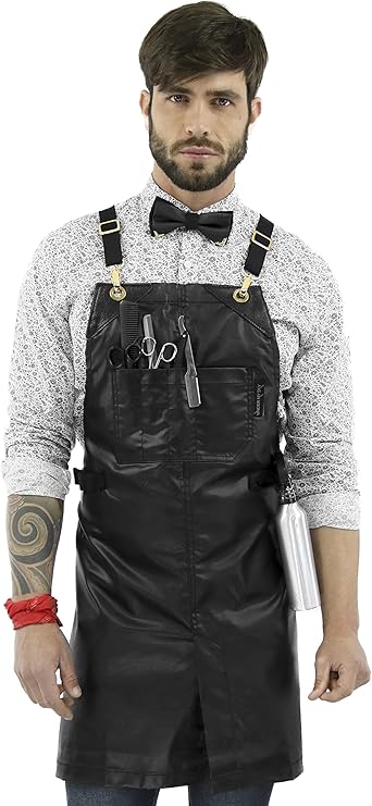 Amazon Com Under Ny Sky Cross Back Barber Jet Black Apron