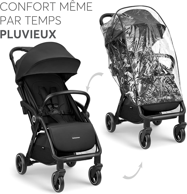 KikkaBoo Poussette Canne Compacte CIELA, Bébé jusqu’à 22 kg, Ultra Légère, Pliage Automatique, Dossier Inclinable, Format Cabine Avion, Noir