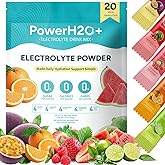 PowerH2O+ Electrolytes Powder Packets, 20 Sticks Hydration Packets Sugar Free, Electrolyte Drink Mix Travel Electrolyte Packet for Rapid Hydration (0.21 Ounce (Pack of 20), Variety Pack)