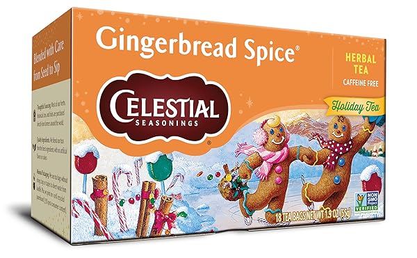 CELESTIAL SEASONINGS HERBAL TEA, GINGERBREAD SPICE, 18 TEA BAGS (PACK OF 6)