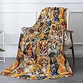 Cute Puppy Dog Throw Blanket Cozy Fluffy Plush Blanket Soft Flannel Throw Blanket for Kids Men Women Gift Sofa Bed Couch 50"x40" Christmas