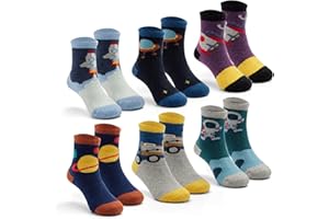 Boys Winter Wool Socks Kids Cartoon Warm Thick Thermal Sock for Boys 6 Pack