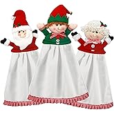 Ogrmar 3 Pcs Handmade Christmas Hand Towel Set, Christmas Doll Hand Towel Set, Highly Absorbent Quick Dry for Kitchen Bathroom Xmas Decor