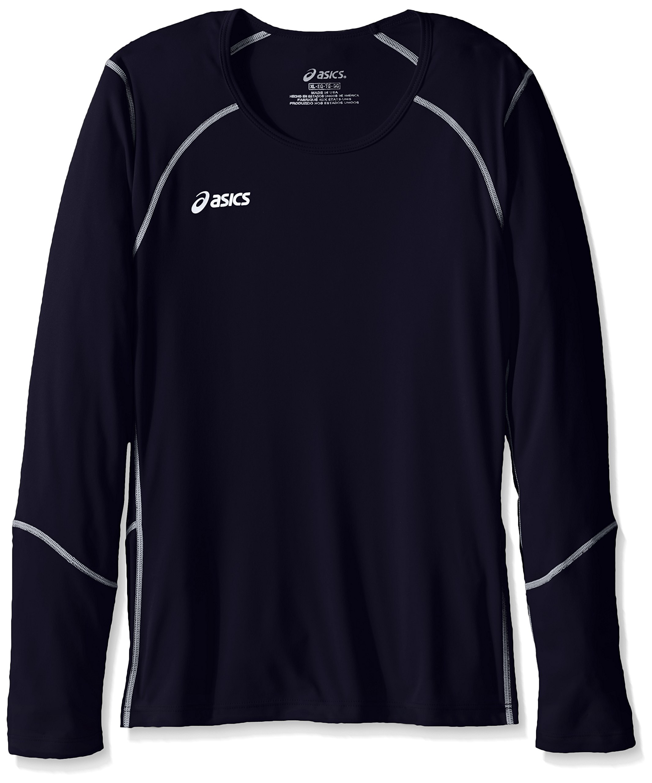 ASICS Camiseta de manga larga unisex para niño Jr. Volleycross de secado rápido, azul marino/gris acero, mediano