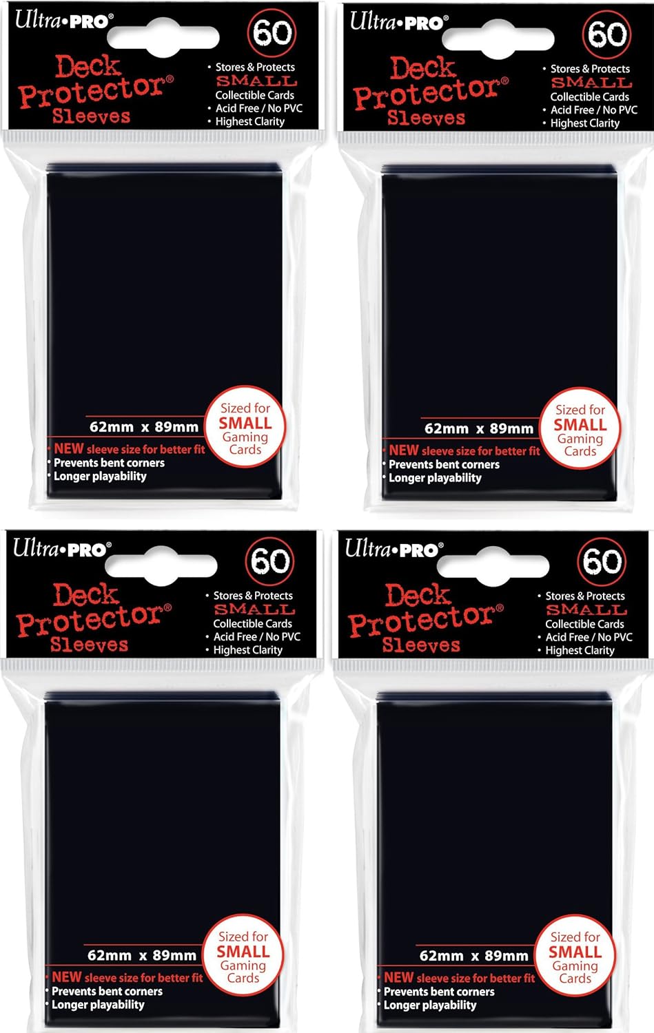 4x Ultra Pro - Deck Protector - Small Sleeves - Black - (4x 60 Sleeves) - Yu-Gi-Oh!