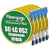 Fibergaga-5Pack OS2 LC to SC Fiber Patch Cable, SMF