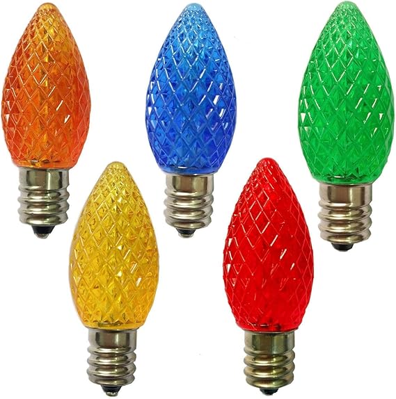 Pack of 25 LED C7 Replacement Christmas Light Bulbs for Outdoor String