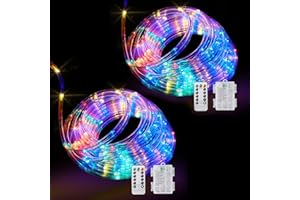 Bebrant LED Rope Lights Battery Operated String Lights-40Ft 120 LEDs 8 Modes Outdoor Waterproof Fairy Lights Dimmable/Timer with Remote for Camping Party Garden Holiday Decoration