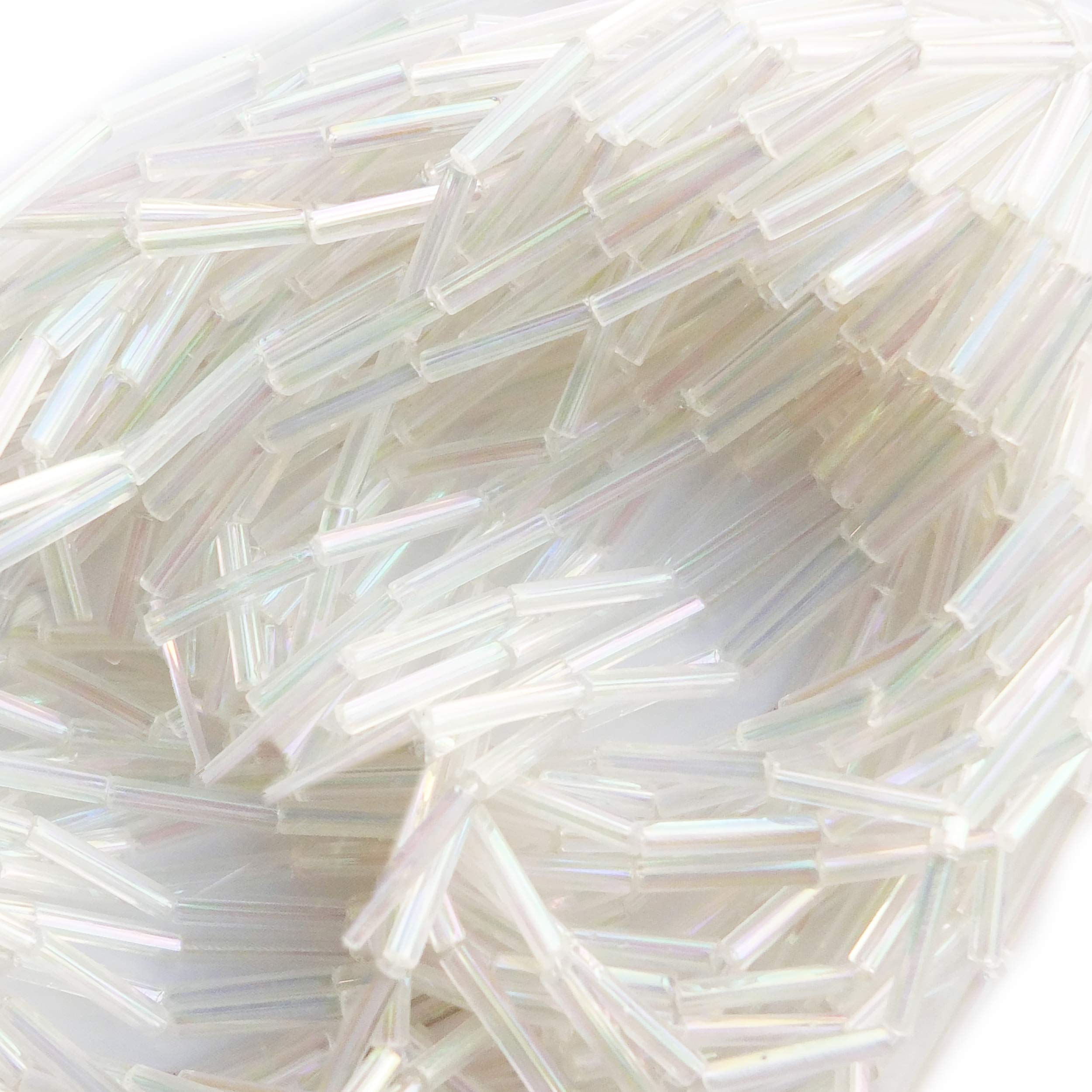 SeedBeadExplosionCrystal Rainbow Iris Bugle Beads Size 5 Czech Glass Transparent Full Hank Preciosa