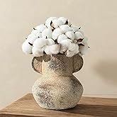 Emotionally Grounded Vase, Vaseking Ceramic Rustic Vase with 2 Handles, 6.1 inch Minimalist Decorative Farmhouse Vases for Home Decor, Living Room, Enterway, Table Decoration, Terra
