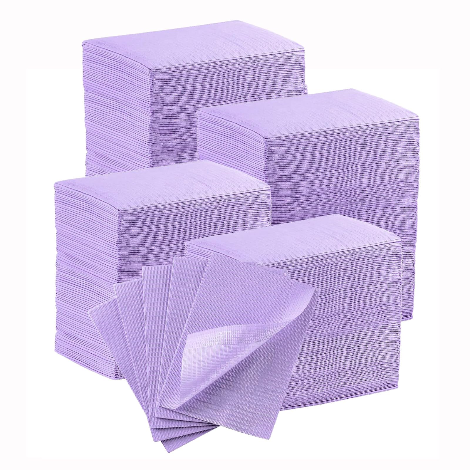 JMU 750 Dental Bibs, 2-Ply Paper 1-Ply Film Purple Dental Bibs Disposable, 13" x 18" Tray Covers Image