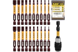 ELEAD Allen-Wrench Hex Drill Bit Set: 21PCS Durable Impact Allen Key Set, Long-Lasting Strong Magnetic Hex Screwdriver Bit Set, SAE & Metric Size, Mechanic Automotive Furniture DIY Home Repairs