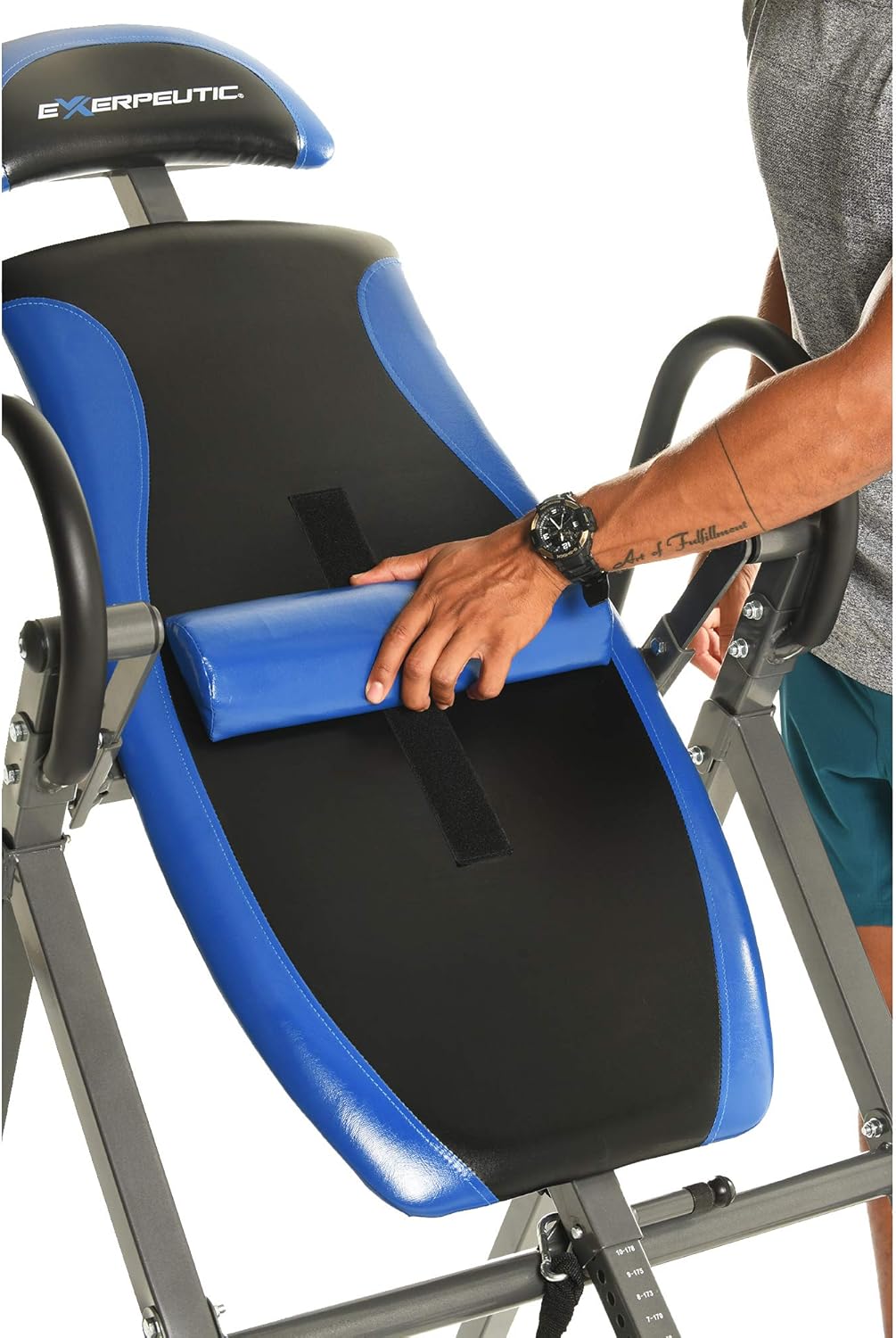 Exerpeutic 150L Triple Safety Locking Inversion Table with Secondary Auto Safety Lock, Visual Lock Indicator and Lumbar Pillow : Sports & Outdoors