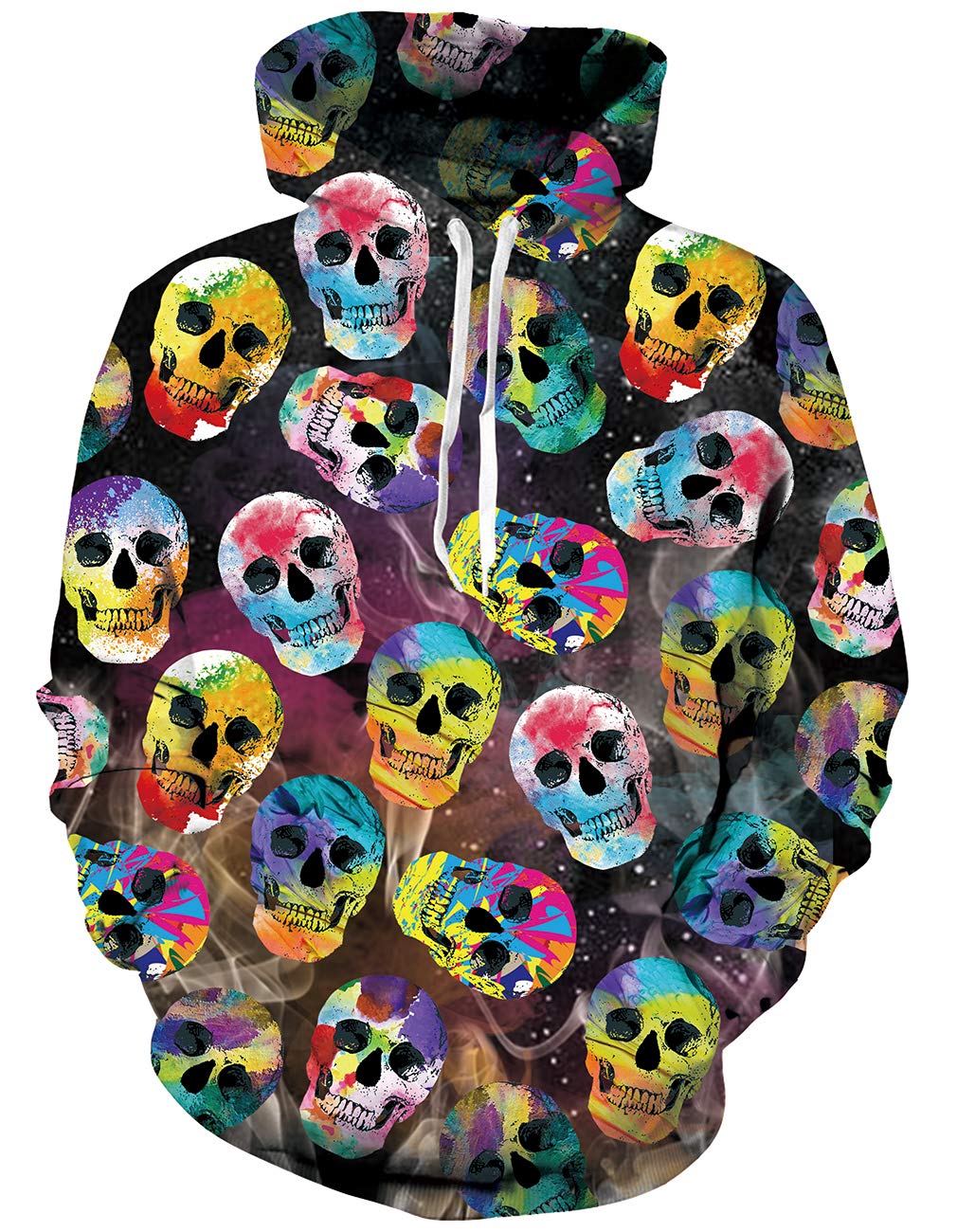 RAISEVERN Uomini Brutto Halloween Felpa con Cappuccio Cranio 3D Pullover Grafico Crative Felpa in Pile con Cappuccio Grande