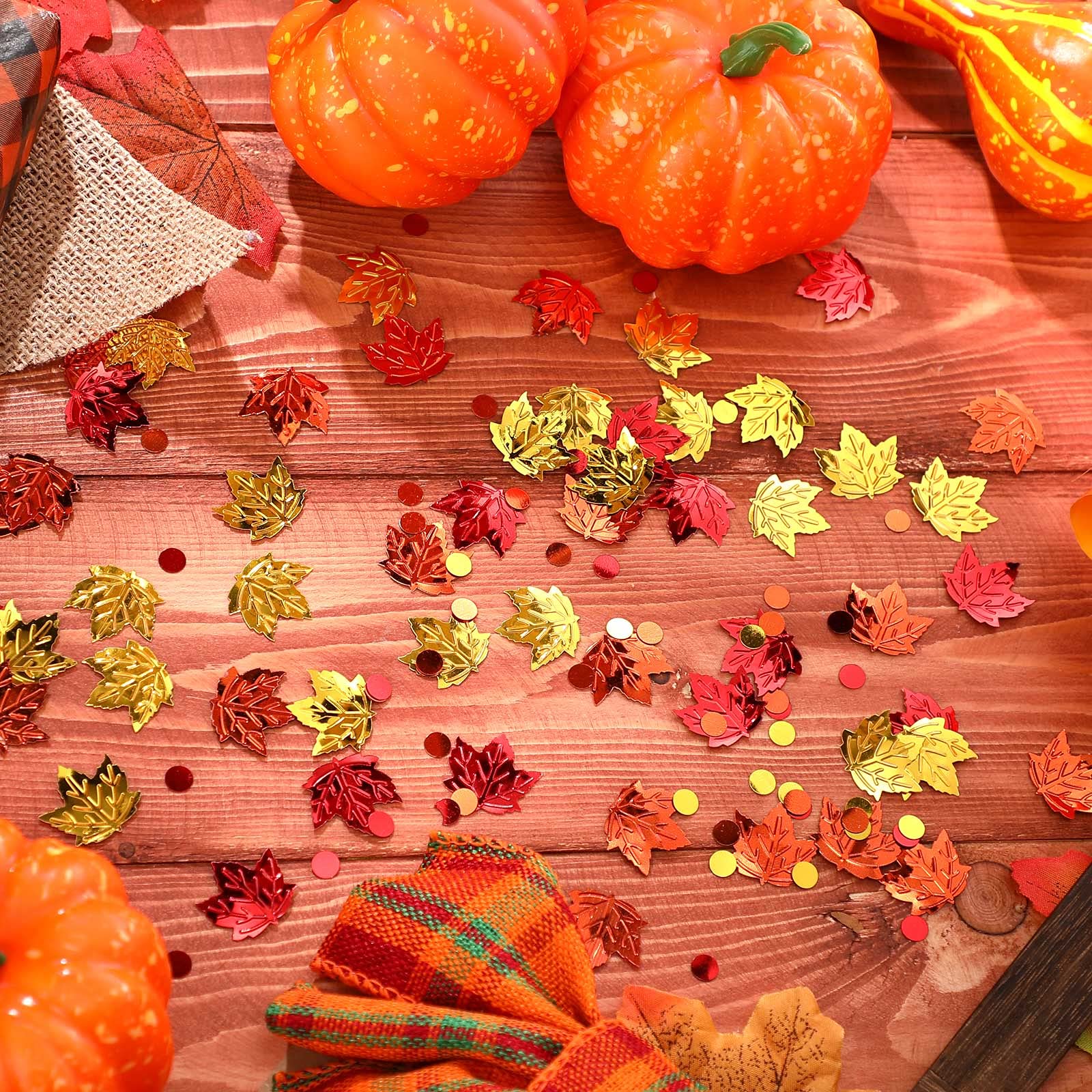 Geosar 3.5oz Fall Glitter Confetti Thanksgiving Maple Leaf Table Sprinkles Fall Party Foil Metallic Sequins Mini Gold Table Scatters for Autumn Holiday Thanksgiving Party Supplies 100g