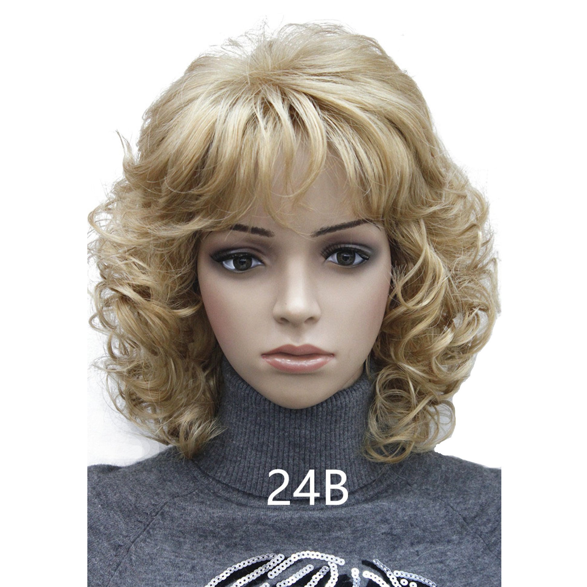 Lydell Women's Wigs Short Curly Hair Natural Synthetic Full Wig 4 Colors