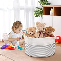 MEGASKET XXXL Large Cotton Rope Blanket Basket for