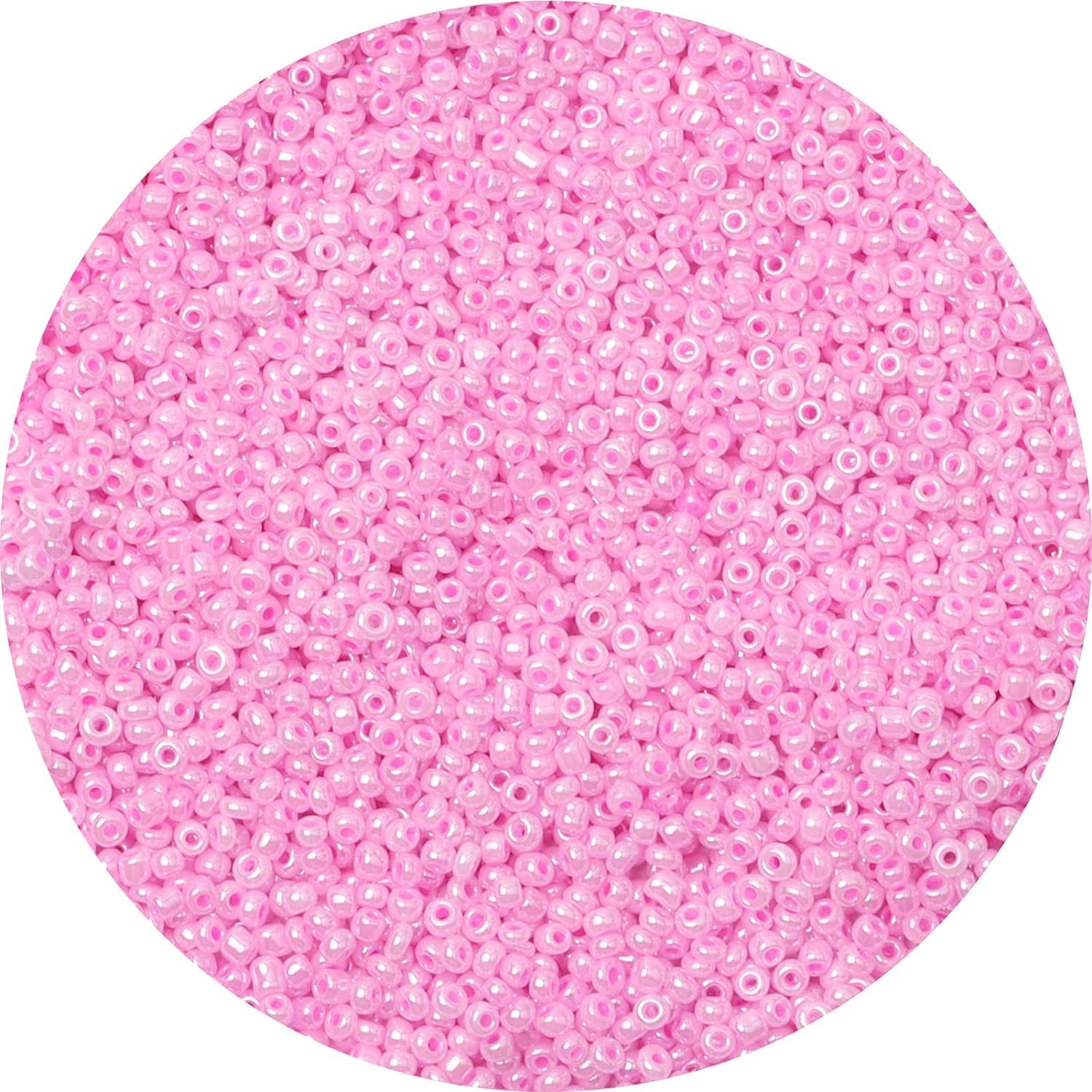 10000PCS 2mm Bright Pink Glass Seed Beads for Bracelet Making,Small Craft Beads for Jewellery Making,DIY Necklace Earring Keychain and Crafting