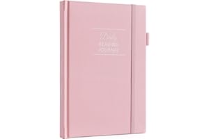 COMKISO Reading Journal for Book Lovers - 75 Book Journal Reading Log for Book Tracking, A5 Linen Book Review Journal with TBR Tracker List, Ratings, Challenges, Prompts, and Index - Pink