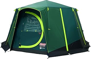 Coleman Zelt Octagon Blackout, 8 Mann Zelt, Familienzelt 8 Personen, Festivalzelt, Luxus Zelt, Steilwandzelt Hauszelt, 2 Türen, 7 Fenster, wasserdicht WS 2.000 mm