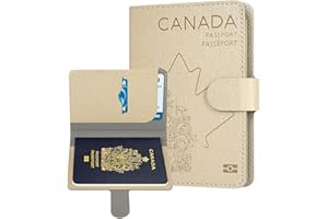 Caweet Passport Holder Cover Case Wallet, Cute Leather Travel Accessories for Women and Men, Fabric Tan