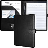Mymazn Padfolio, Portfolio Folder, Legal Pad Holder, Resume Folder | Faux Leather Binder with Document Organizer, Business Card Holder, Letter-Size Notepad for Interview, Men &amp; Women