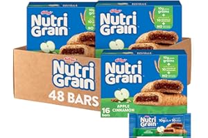 NUTRI GRAIN Nutri-Grain Breakfast Bars, Made with 10g Whole Grains, Snack Bars, Apple Cinnamon (3 Boxes, 48 Count)