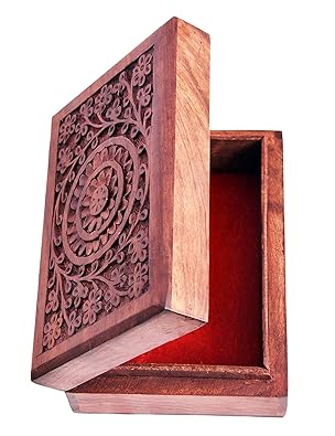 Nexplora Industries Handmade Wooden Jewellery Box Hand Carvings Gift Item