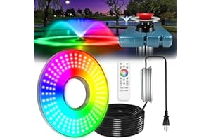 Goldlife Pond Fountain Aerator Lights, 200W RGBW 20000LM 160LED Fountain Light With 100FT Power Cord, IP68 Waterproof Stainless Steel Wireless Sync Control Floating Fountains Pump Light for Lake Ponds