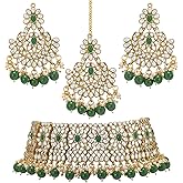 Aheli Faux Pearl Choker Necklace with Earrings Indian Traditional Bollywood Jewelry Set Gift for Women