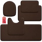 Elvoki 5-Piece Bathroom Rug Set - Memory Foam Bath Mats, Non-Slip, Ultra-Soft, Water Absorbent, Machine Washable Bathroom Rugs - Brown