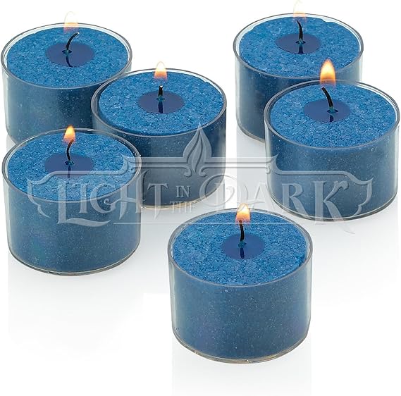 Set of 36 Navy Tealight Candles with Clear Cup Burn 8 Hour, Unscented