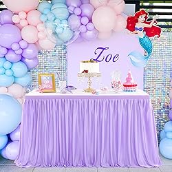 Light Purple Table Skirt for Rectangle Tables 6ft