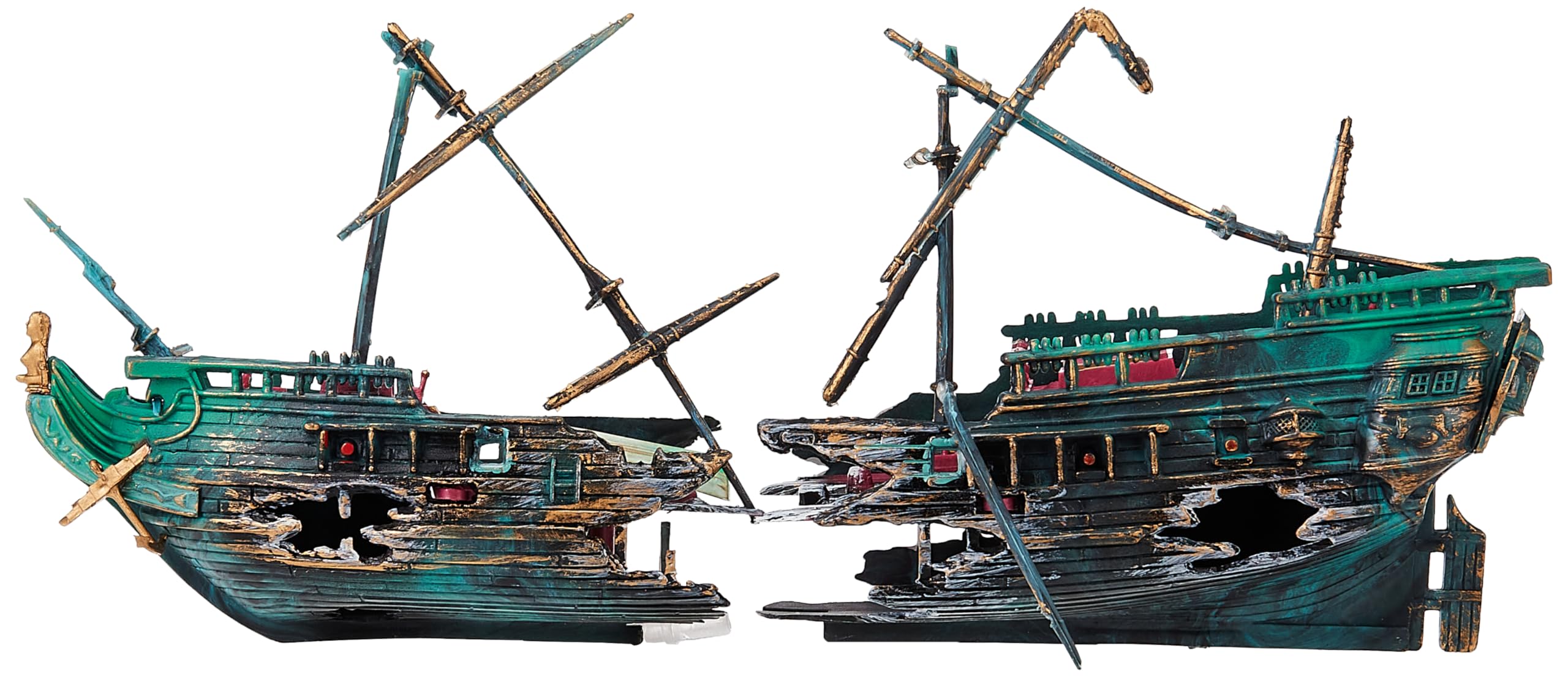 Penn Plax Action-Air Aerating Action Ornament - Shipwreck with Moving Masts, Lifeboat, and Bubble Action - Provides Aeration For Your Tank